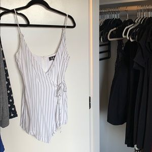 Blue stripe romper lulus